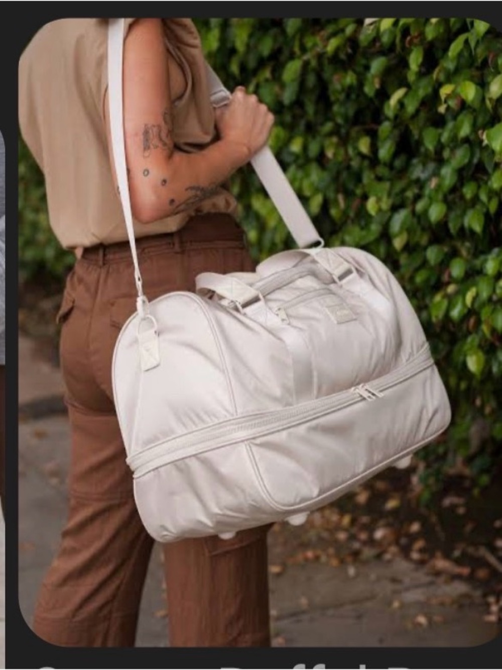 Calpak Stevyn Travel Duffel in Sand Dune Removable Shoulder Strap